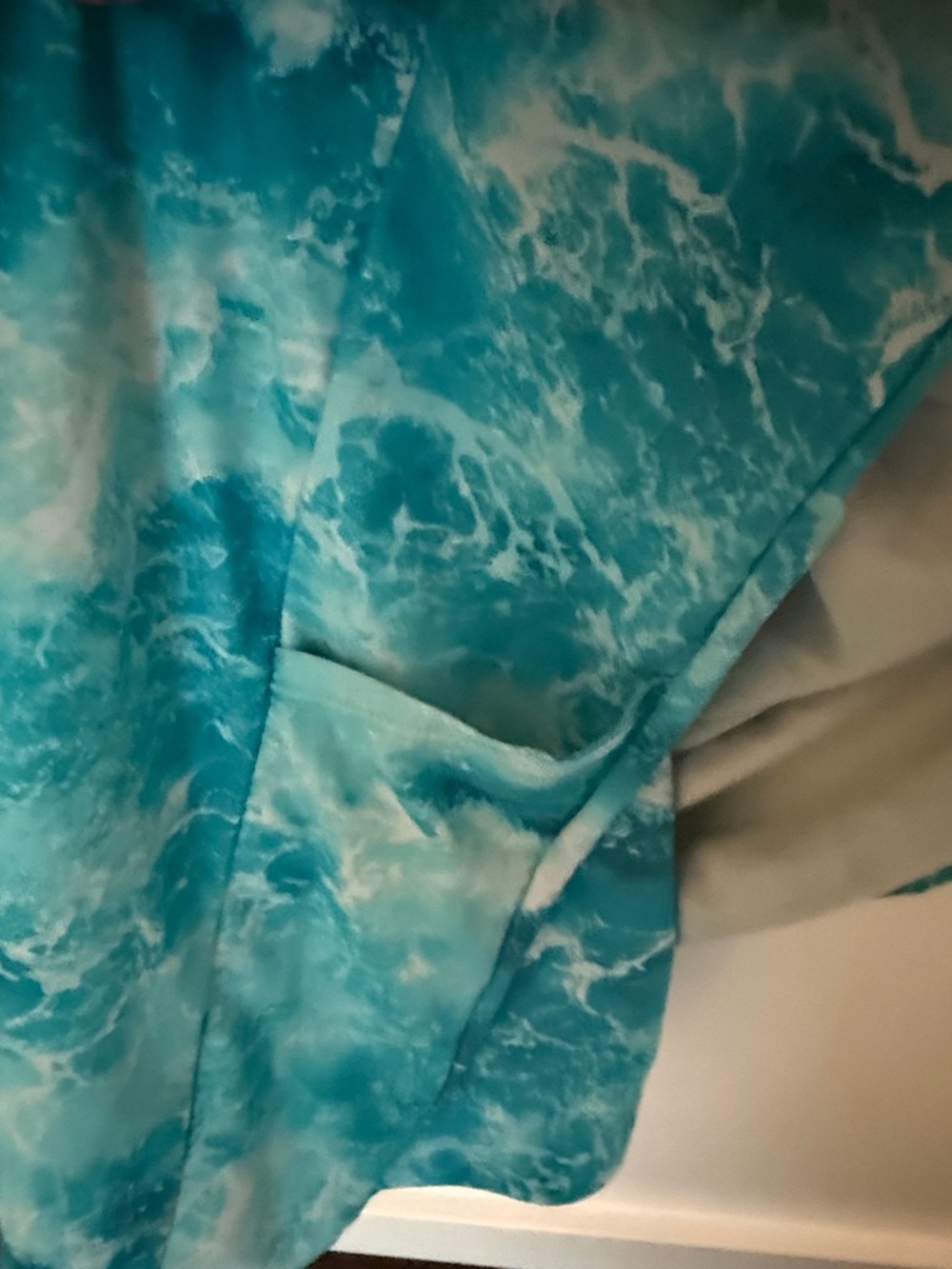 Torrid Blue Ocean-Print long swim dress one piece w/ attached shorts underneath - Picture 5 of 9